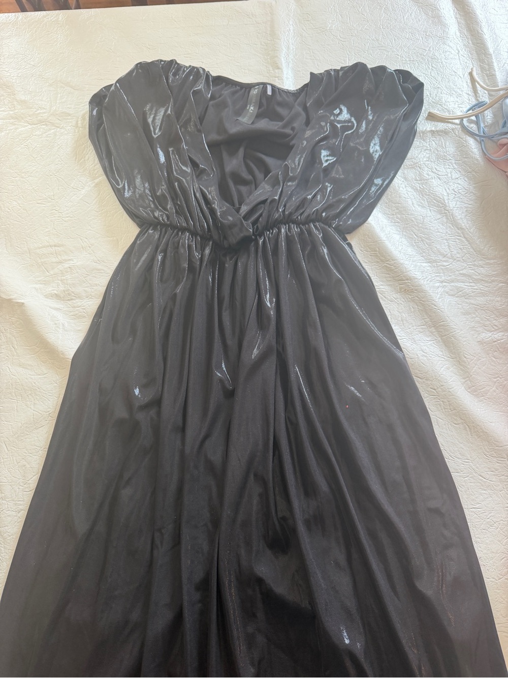 Shimmery Black Gown Dress with Slit